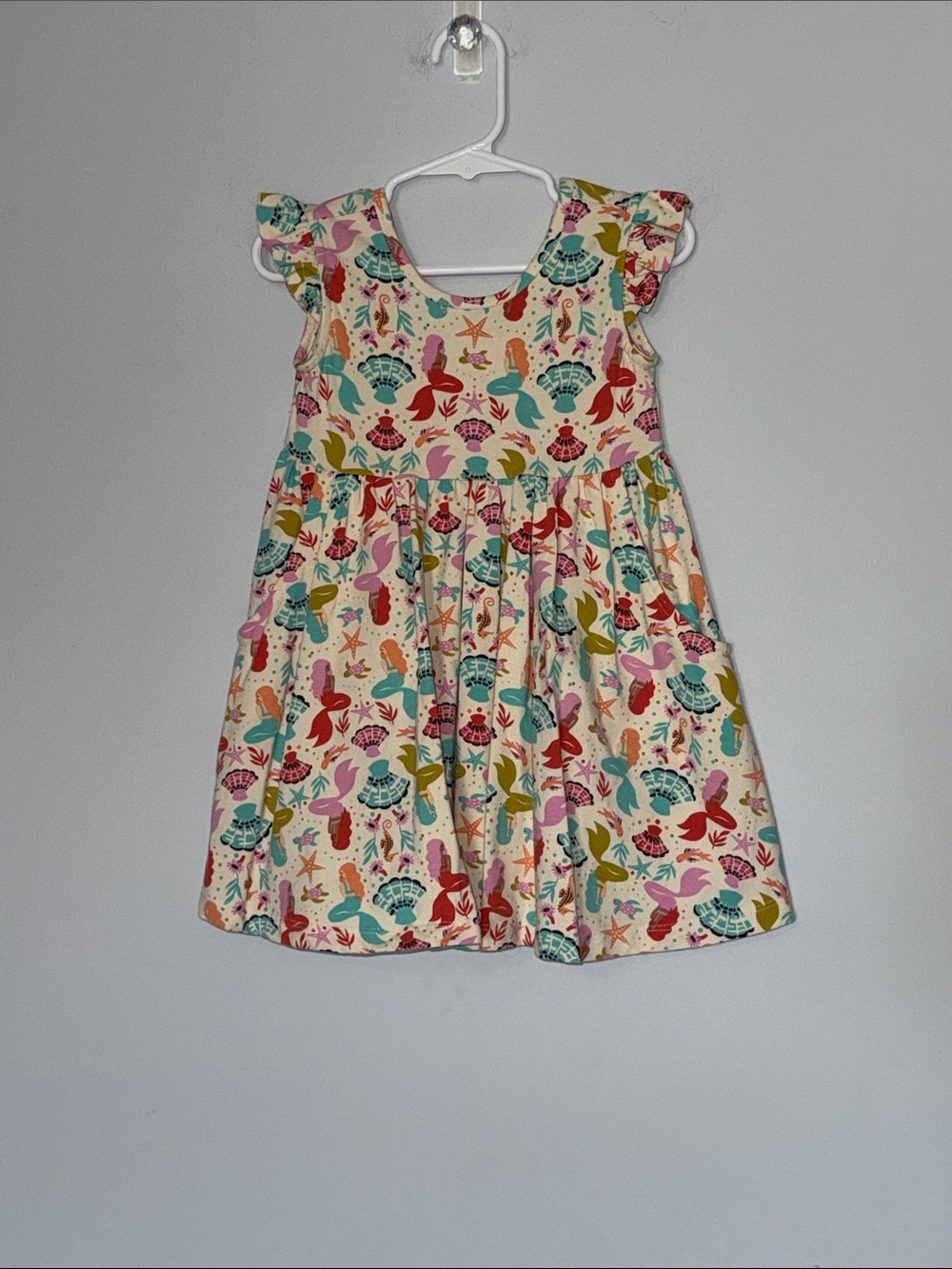Hanna Anderson Toddler Girls Mermaid Print Flutter Sleeve Dress Size 3T Twirl